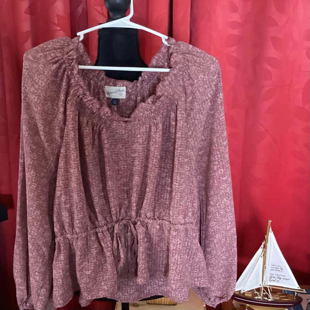 Universal Thread Dusty Pink Blouse with Ruffle Neckline